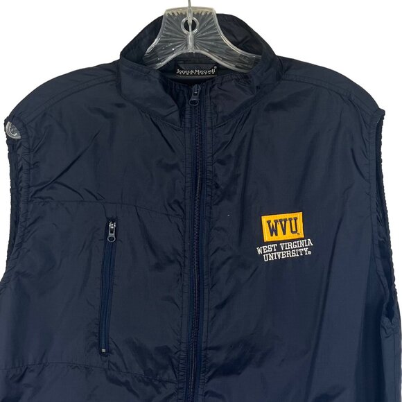 Jones & Mitchell WVU West Virginia University Womens Nylon Vest Blue Size Medium - Picture 3 of 10